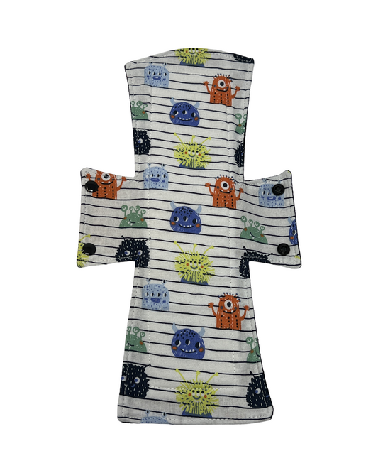 Stash Dash Event 2023 - Backed with Softshell Fleece Striped Monsters Limited Edition Cotton Single Night/Postpartum Pad - Tree Hugger Cloth Pads