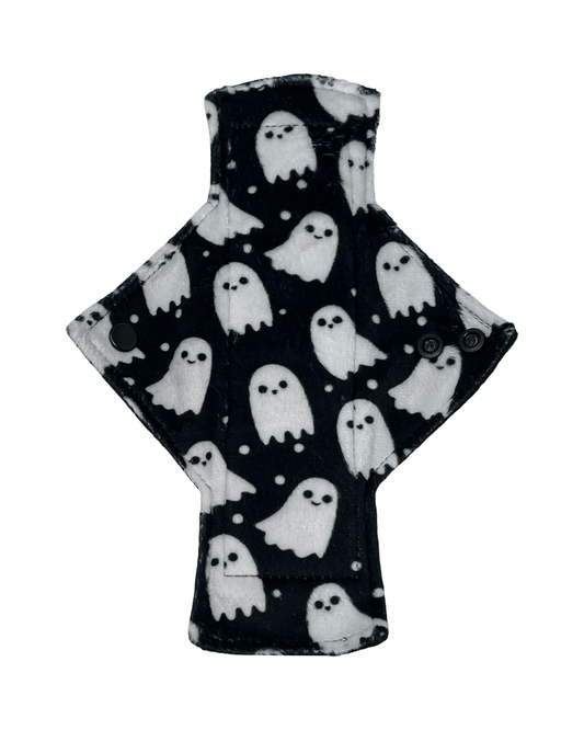 Black & White Ghosts Limited Edition Minky Single Light Flow Day Pad - Tree Hugger Cloth Pads