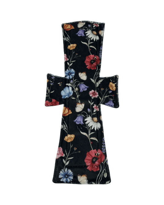 Black Wildflowers Minky Single Super Night/Postpartum Pad 16.5" - Tree Hugger Cloth Pads