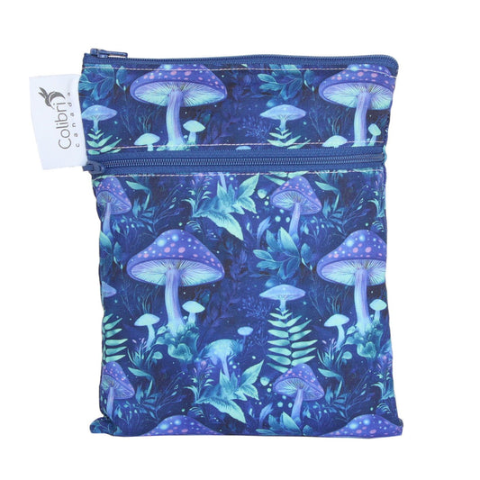Colibri Mystic Mushrooms Dual Pocket Purse Sized Wet Bag - Tree Hugger Cloth Pads
