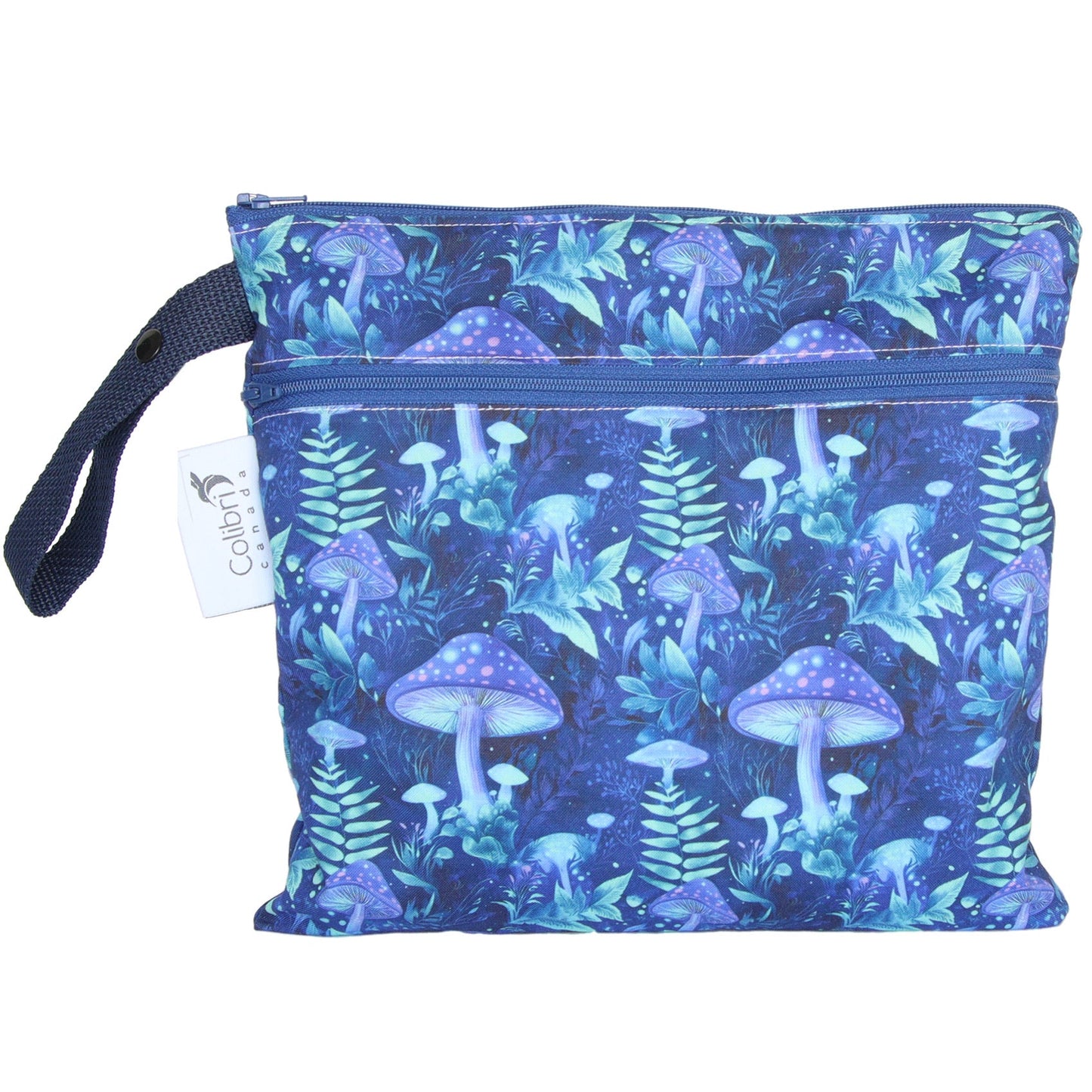 Colibri Mystic Mushrooms Dual Pocket Square Wet Bag - Tree Hugger Cloth Pads