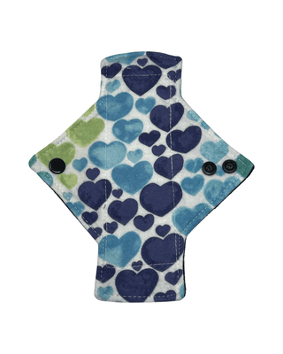 Flannel Blue & Green Hearts Cotton Single Pantyliner - Tree Hugger Cloth Pads