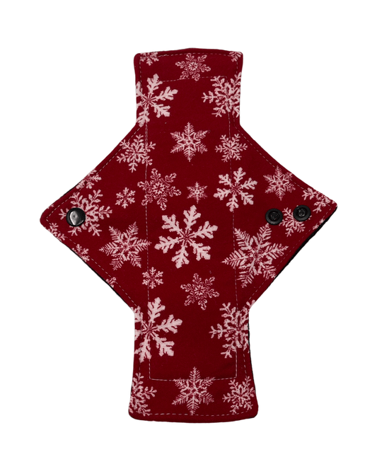 Flannel Red Snowflakes Limited Edition Cotton Single Heavy Flow Day Pad - Tree Hugger Cloth Pads