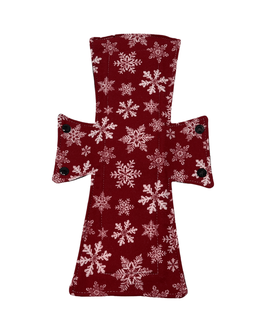 Flannel Red Snowflakes Limited Edition Cotton Single Night/Postpartum Pad - Tree Hugger Cloth Pads