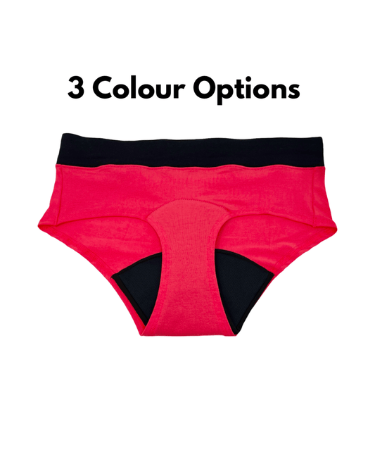 “Game Changer" Period Underwear - Black Waistband - Choose Colour & Size - Tree Hugger Cloth Pads