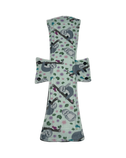 Happy Sloths Minky Single Super Night/Postpartum Pad 16.5" - Tree Hugger Cloth Pads