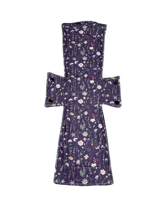 Plum Wildflowers Jersey Single Super Night/Postpartum Pad 16.5" - Tree Hugger Cloth Pads