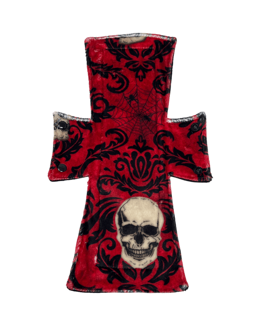 Red Damask Skulls Minky Single Night/Postpartum Pad - Tree Hugger Cloth Pads