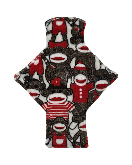 Sock Monkey Minky Single Light Flow Day Pad - Tree Hugger Cloth Pads