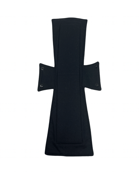 Solid Black Cotton Single Super Night/Postpartum Pad 16.5" - Tree Hugger Cloth Pads