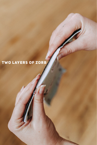 Two layers of the zorb absorbent core