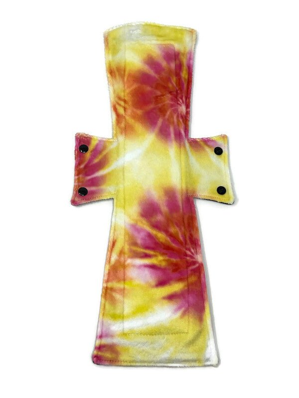 Yellow Tie Dye Minky Single Super Night/Postpartum Pad 16.5" - Tree Hugger Cloth Pads