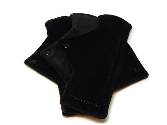 *Discontinued* Solid Jet Black Dyed Bamboo 9” Pantyliners x3 - Tree Hugger Cloth Pads
