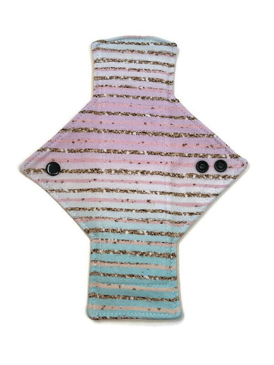 Gold Glitter Stripes Jersey Limited Edition Single Heavy Flow Day Pad - Tree Hugger Cloth Pads