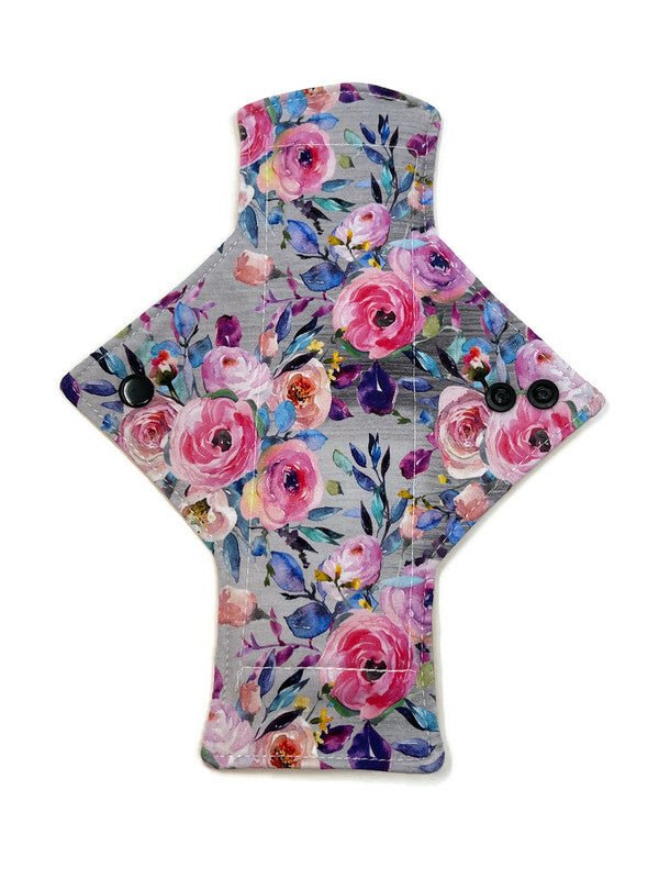 Grey Floral Limited Edition Jersey Single Heavy Flow Day Pad - Tree Hugger Cloth Pads