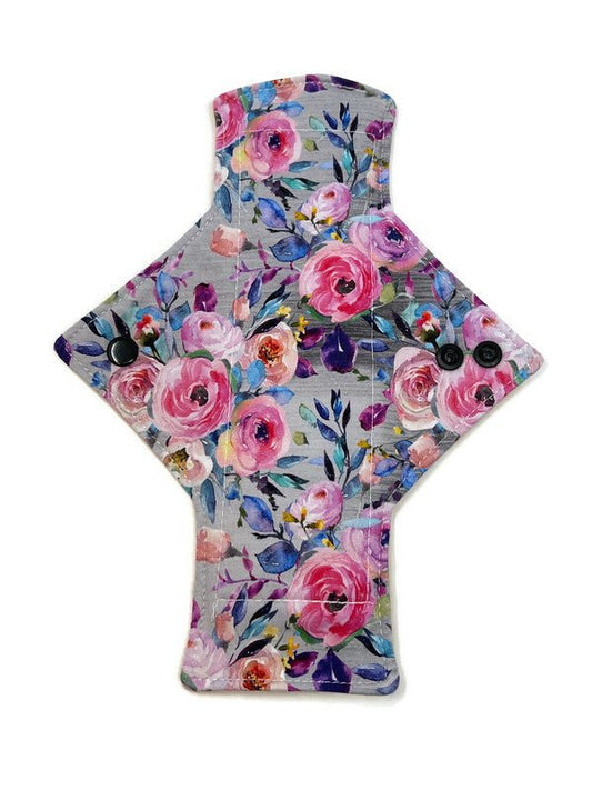 Grey Floral Limited Edition Jersey Single Heavy Flow Day Pad - Tree Hugger Cloth Pads