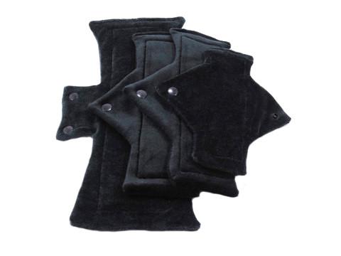 Solid Jet Black Bamboo Starter Set Size Sampler - Tree Hugger Cloth Pads